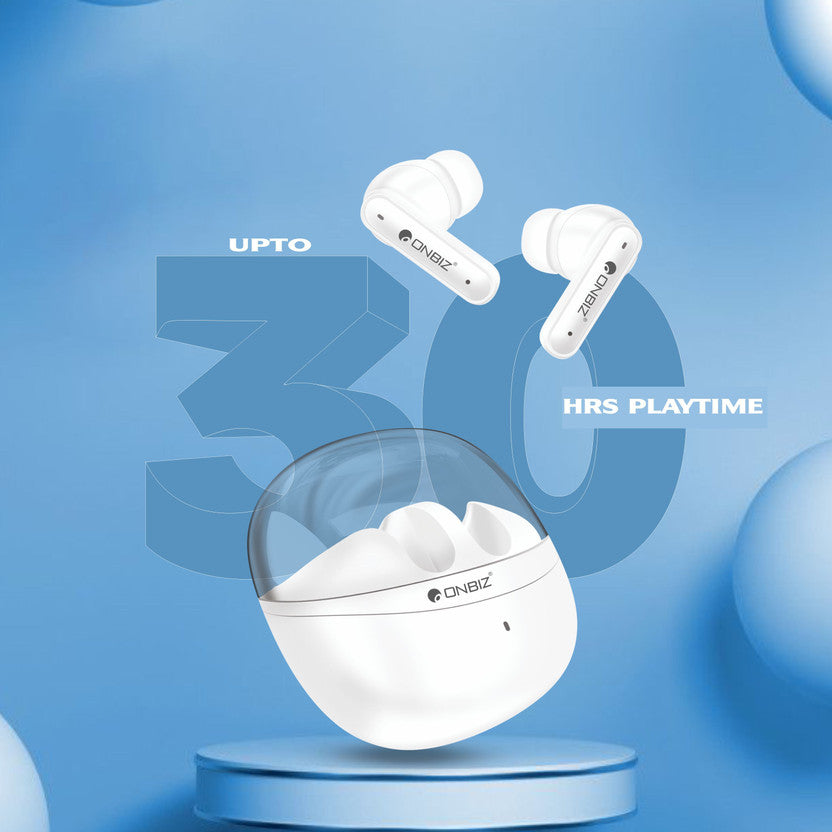ONBIZ Transparent TWS Earbuds: 5-Hour Battery, Fast Charge, Bluetooth 5.3 Wireless