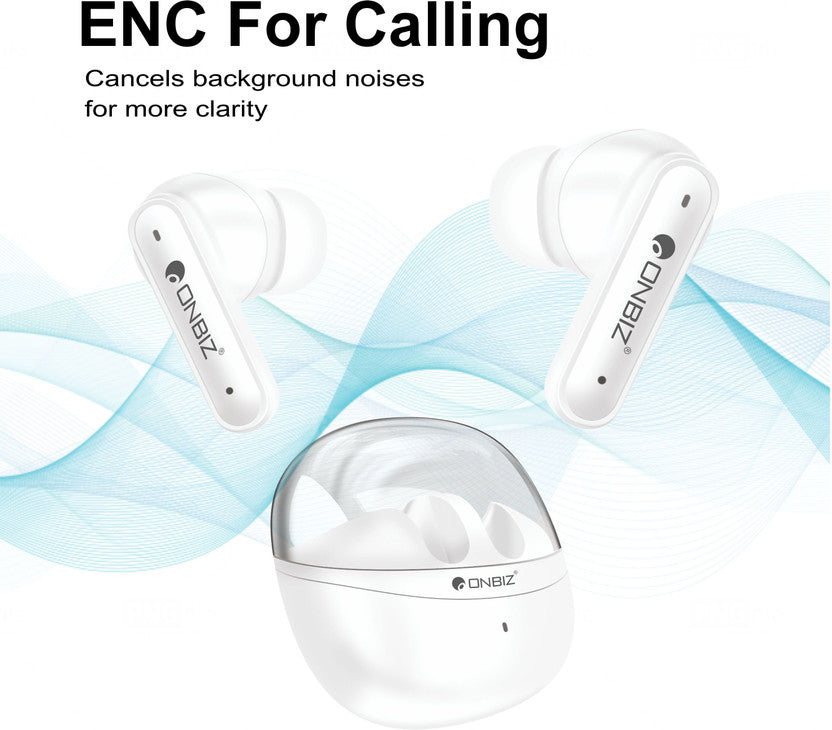 ONBIZ Transparent TWS Earbuds: 5-Hour Battery, Fast Charge, Bluetooth 5.3 Wireless