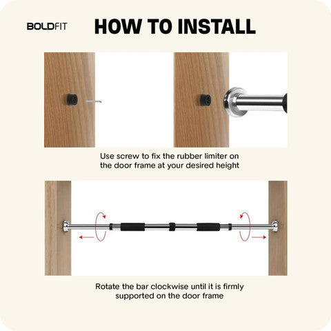 BOLDFIT Home Doorway Pull Up Bar - Adjustable Chin-Up Workout Rod