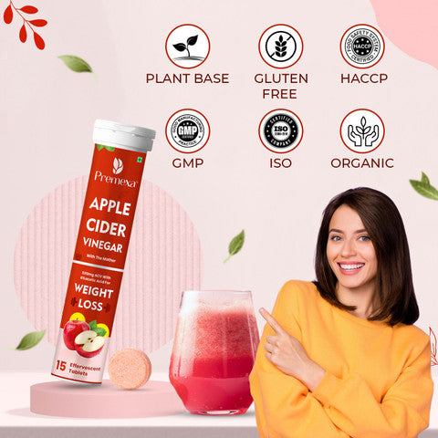 PREMEXA Apple Cider Vinegar Effervescent Tablets for Metabolism Boost & Natural Detox