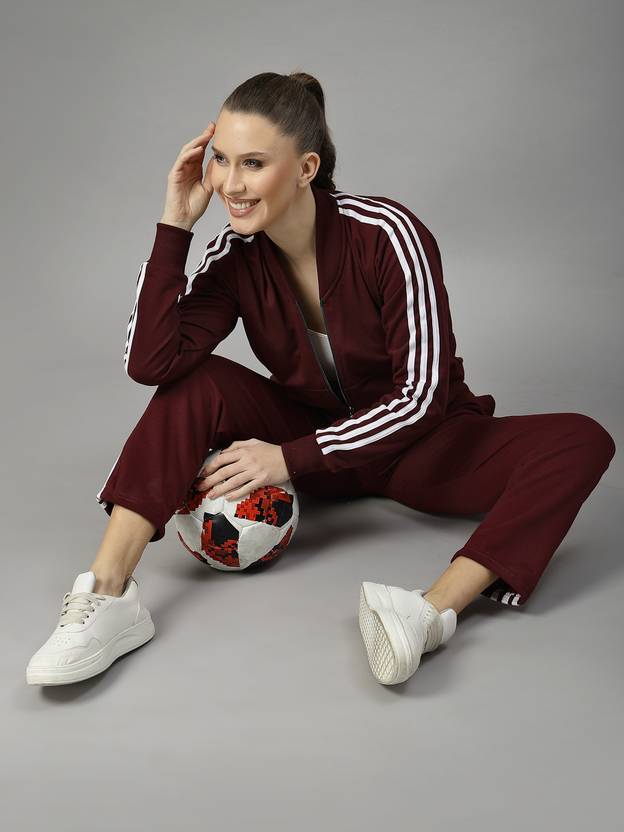 UZARUS Women's Striped Cotton Blend Track Suit - Comfortable Activewear Set