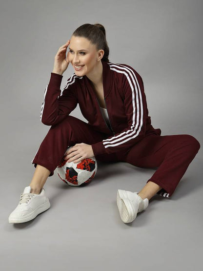 UZARUS Women's Striped Cotton Blend Track Suit - Comfortable Activewear Set